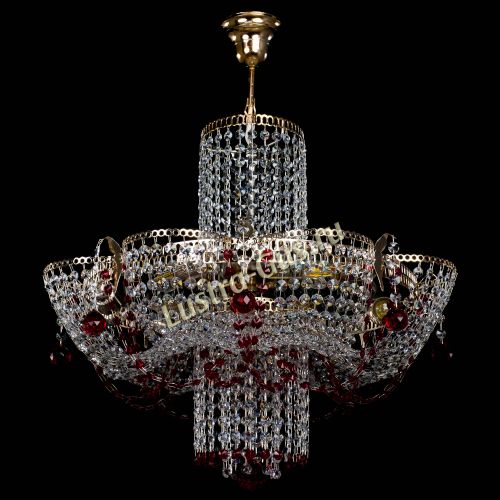 Люстра Камея №6 подвесная красная в Новокузнецке Гусь Хрустальный