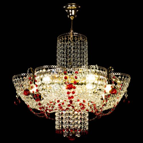 Люстра Камея №6 подвесная красная в Новокузнецке Гусь Хрустальный
