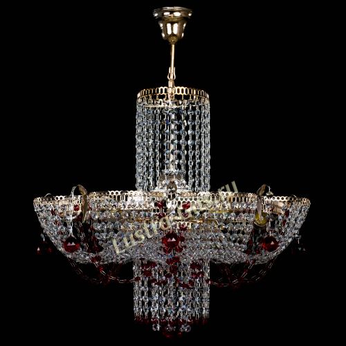 Люстра Камея №6 подвесная красная в Новокузнецке Гусь Хрустальный