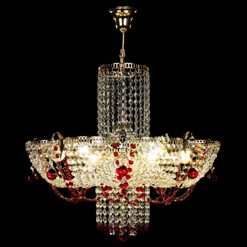 Люстра Камея №6 подвесная красная в Новокузнецке Гусь Хрустальный