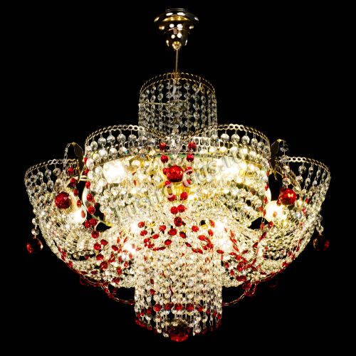 Люстра Камея №6 подвесная красная в Новокузнецке Гусь Хрустальный