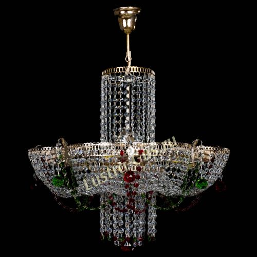 Люстра Камея №6 подвесная красно-зеленая в Новокузнецке Гусь Хрустальный