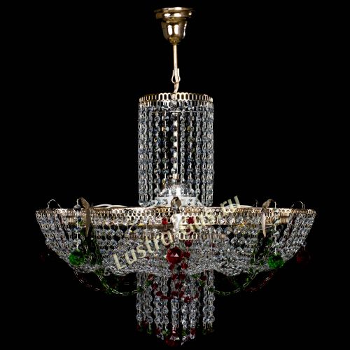 Люстра Камея №6 подвесная красно-зеленая в Новокузнецке Гусь Хрустальный