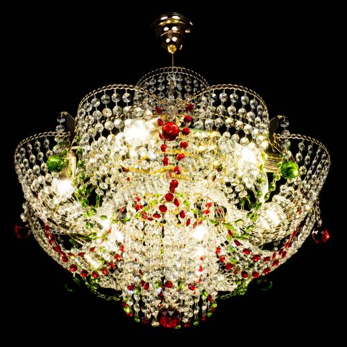 Люстра Камея №6 подвесная красно-зеленая в Новокузнецке Гусь Хрустальный