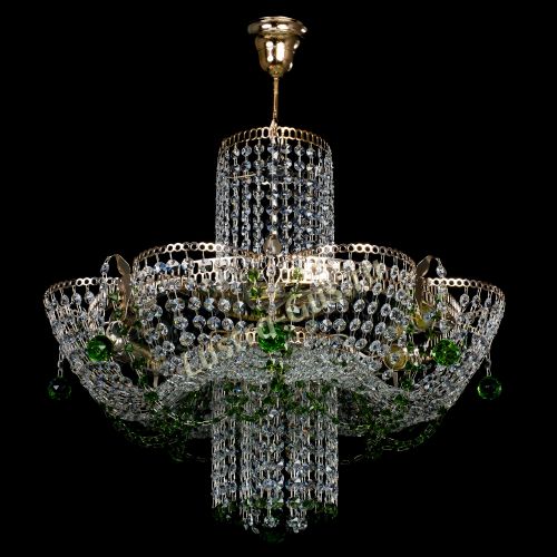 Люстра Камея №6 подвесная зеленая в Новокузнецке Гусь Хрустальный