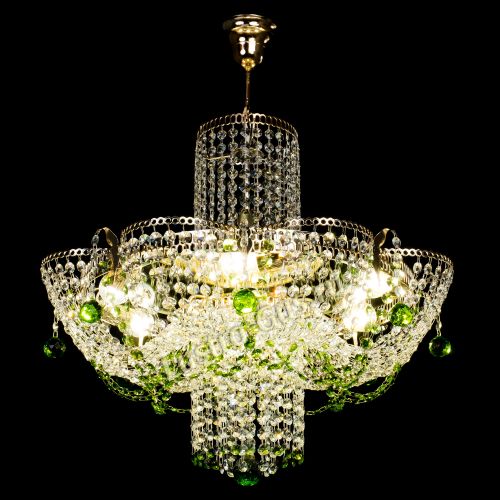 Люстра Камея №6 подвесная зеленая в Новокузнецке Гусь Хрустальный