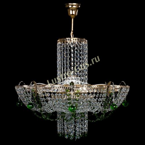 Люстра Камея №6 подвесная зеленая в Новокузнецке Гусь Хрустальный