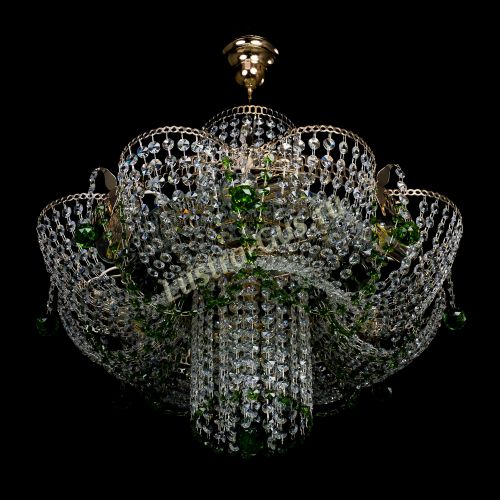 Люстра Камея №6 подвесная зеленая в Новокузнецке Гусь Хрустальный