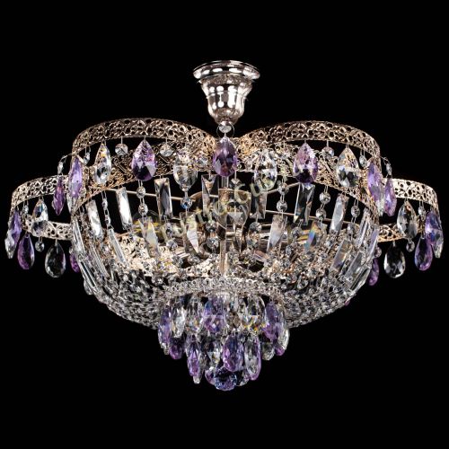 Люстра Камея Флора №5 с подвесом Фиолетовая в Новокузнецке Гусь Хрустальный