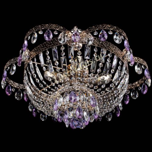 Люстра Камея Флора №5 с подвесом Фиолетовая в Новокузнецке Гусь Хрустальный