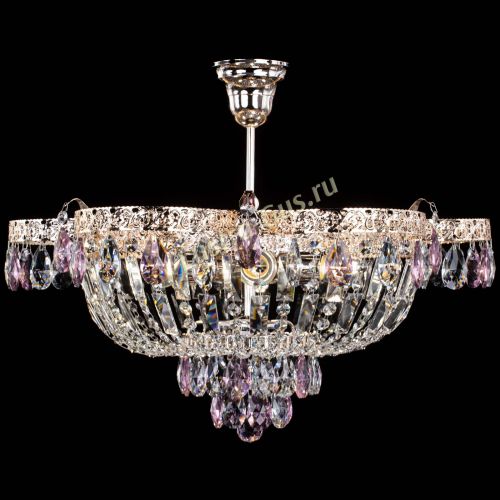 Люстра Камея Флора №5 с подвесом Розовая в Новокузнецке Гусь Хрустальный