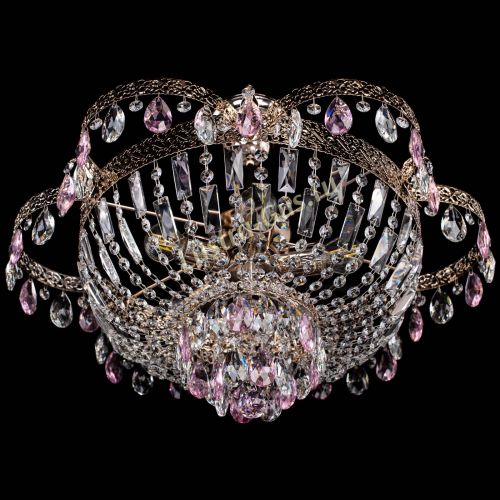 Люстра Камея Флора №5 с подвесом Розовая в Новокузнецке Гусь Хрустальный