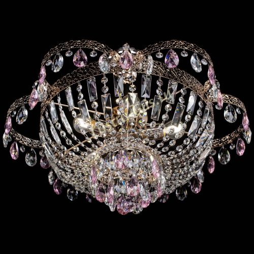 Люстра Камея Флора №5 с подвесом Розовая в Новокузнецке Гусь Хрустальный