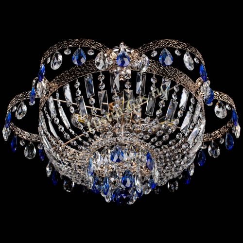 Люстра Камея Флора №5 с подвесом Синяя в Новокузнецке Гусь Хрустальный