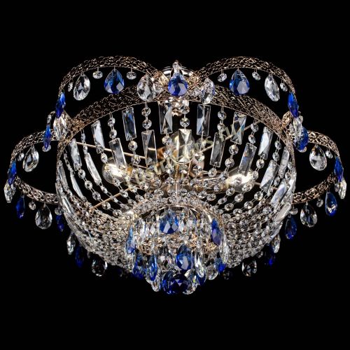 Люстра Камея Флора №5 с подвесом Синяя в Новокузнецке Гусь Хрустальный