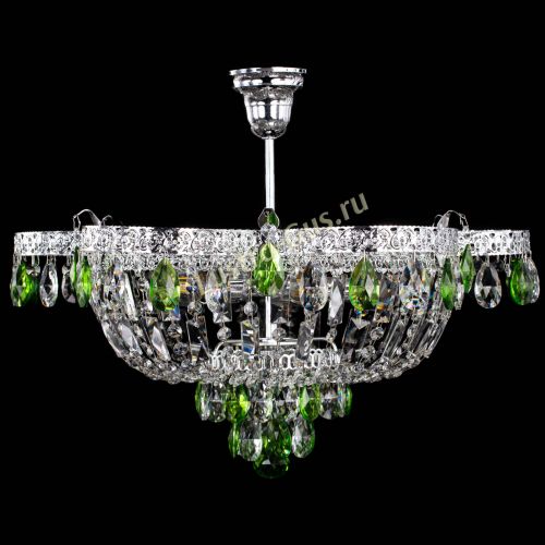 Люстра Камея Флора №5 с подвесом Зеленая в Новокузнецке Гусь Хрустальный
