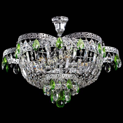 Люстра Камея Флора №5 с подвесом Зеленая в Новокузнецке Гусь Хрустальный