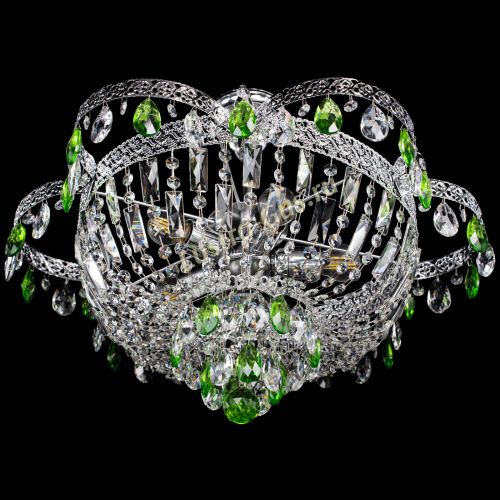 Люстра Камея Флора №5 с подвесом Зеленая в Новокузнецке Гусь Хрустальный