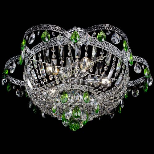 Люстра Камея Флора №5 с подвесом Зеленая в Новокузнецке Гусь Хрустальный