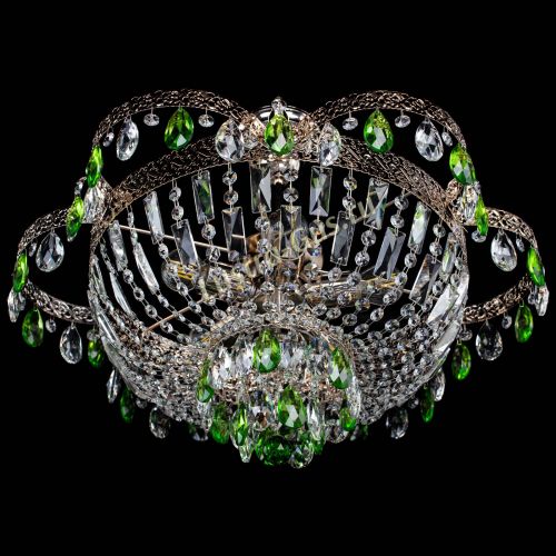 Люстра Камея Флора №5 с подвесом Зеленая в Новокузнецке Гусь Хрустальный