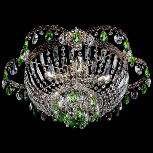 Люстра Камея Флора №5 с подвесом Зеленая в Новокузнецке Гусь Хрустальный