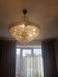 Люстра Хрустальный Каскад №8 с подвесом под бронзу в Новокузнецке отзыв и фото покупателя