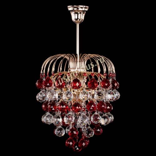 Люстра Хрустальные брызги шар 40 мм красная в Новокузнецке Гусь Хрустальный