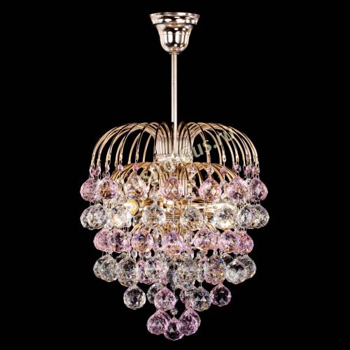 Люстра Хрустальные брызги шар 40 мм розовая в Новокузнецке Гусь Хрустальный