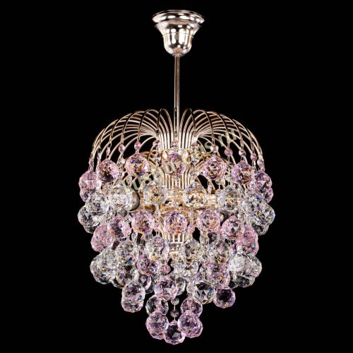 Люстра Хрустальные брызги шар 40 мм розовая в Новокузнецке Гусь Хрустальный