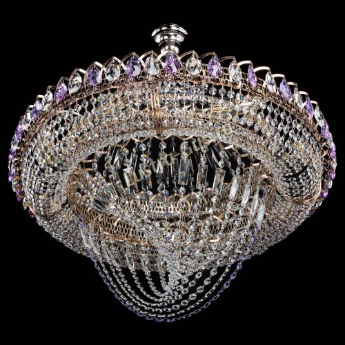 Люстра Кольцо Классика Веер №8 фиолетовая в Новокузнецке Гусь Хрустальный
