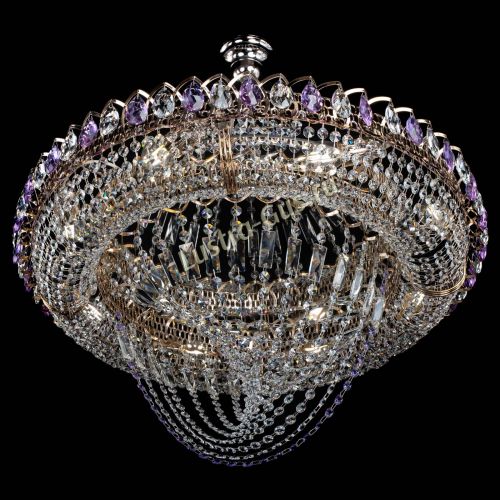 Люстра Кольцо Классика Веер №8 фиолетовая в Новокузнецке Гусь Хрустальный