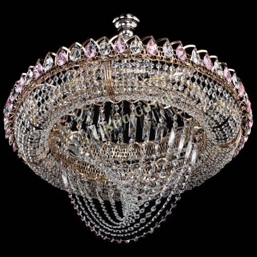 Люстра Кольцо Классика Веер №8 розовая в Новокузнецке Гусь Хрустальный