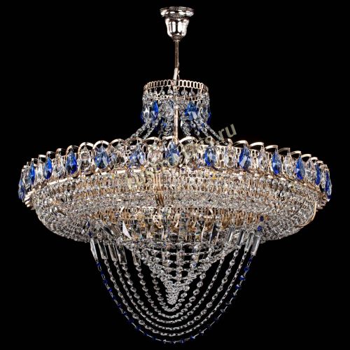 Люстра Кольцо Классика Веер №8 синяя в Новокузнецке Гусь Хрустальный