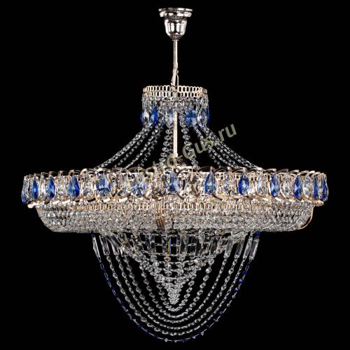 Люстра Кольцо Классика Веер №8 синяя в Новокузнецке Гусь Хрустальный