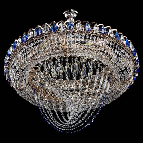 Люстра Кольцо Классика Веер №8 синяя в Новокузнецке Гусь Хрустальный