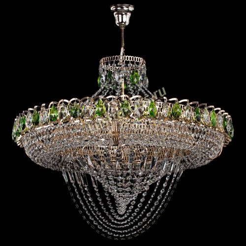Люстра Кольцо Классика Веер №8 зеленая в Новокузнецке Гусь Хрустальный