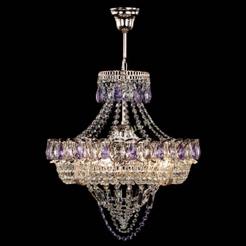 Люстра Кольцо Классика Веер фиолетовая в Новокузнецке Гусь Хрустальный