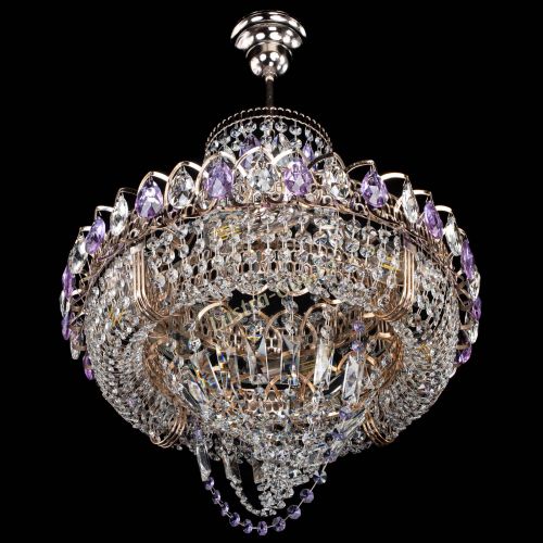 Люстра Кольцо Классика Веер фиолетовая в Новокузнецке Гусь Хрустальный