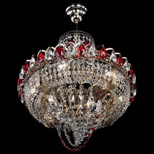 Люстра Кольцо Классика Веер красная в Новокузнецке Гусь Хрустальный