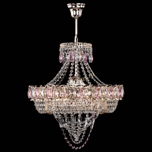 Люстра Кольцо Классика Веер розовая в Новокузнецке Гусь Хрустальный