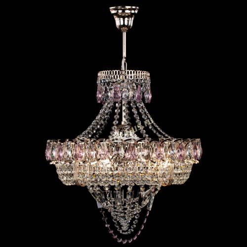 Люстра Кольцо Классика Веер розовая в Новокузнецке Гусь Хрустальный