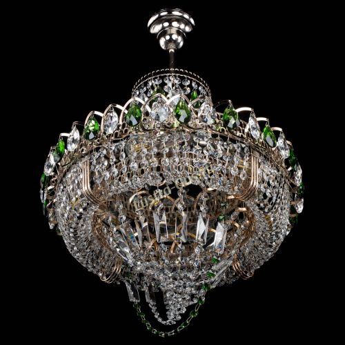 Люстра Кольцо Классика Веер зеленая в Новокузнецке Гусь Хрустальный