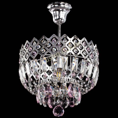 Люстра Корона №1 пластинка розовая в Новокузнецке Гусь Хрустальный