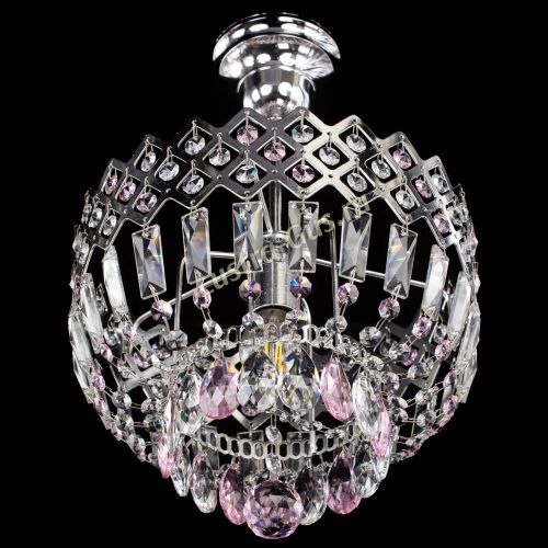 Люстра Корона №1 пластинка розовая в Новокузнецке Гусь Хрустальный