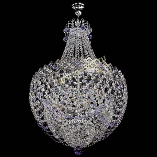 Люстра Корона №5 с подвесом Фиолетовая в Новокузнецке Гусь Хрустальный