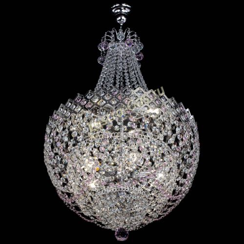 Люстра Корона №5 с подвесом Розовая в Новокузнецке Гусь Хрустальный