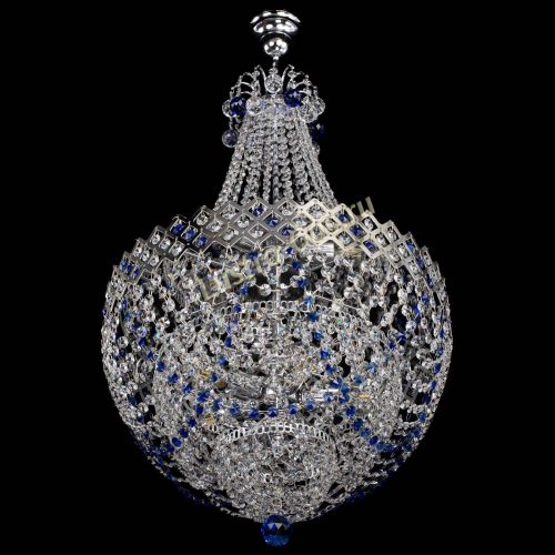 Люстра Корона №5 с подвесом Синяя в Новокузнецке Гусь Хрустальный