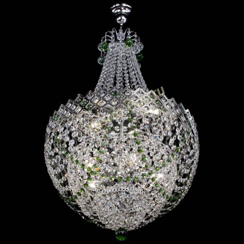 Люстра Корона №5 с подвесом Зеленая в Новокузнецке Гусь Хрустальный