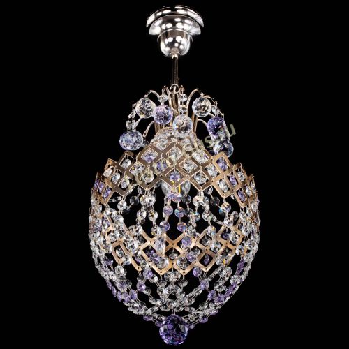 Люстра Корона №6 фиолетовая в Новокузнецке Гусь Хрустальный