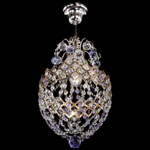 Люстра Корона №6 фиолетовая в Новокузнецке Гусь Хрустальный